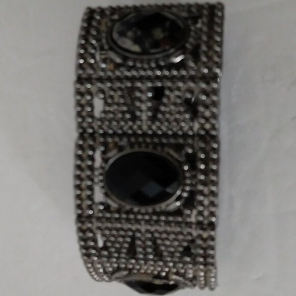 Vintage Black Silver Tone Bracelet - Picture 12 of 12
